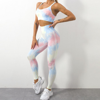 2023 Нови панталони за йога Tie Dye Спортни клинове Дамски безшевни дамски чорапогащници с Push Up с висока талия Фитнес тренировъчни леггинси Облекло за фитнес