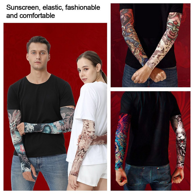 1paar uut suvist jahutavat korvpallijooksmist õues sport tätoveeringuga varrukad päikesekaitsevarrukad lillevarrukad