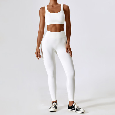 Õmblusteta hingav joogakomplekt Naiste liibuv spordikomplekt, pikkade varrukatega, kõrge vöökohaga retuusid, treeniv jooksukostüüm