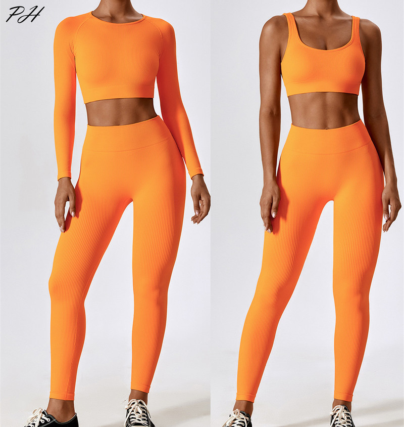 Õmblusteta hingav joogakomplekt Naiste liibuv spordikomplekt, pikkade varrukatega, kõrge vöökohaga retuusid, treeniv jooksukostüüm