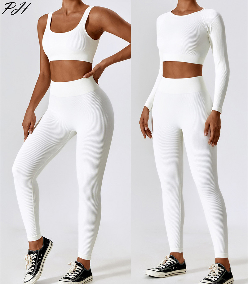 Õmblusteta hingav joogakomplekt Naiste liibuv spordikomplekt, pikkade varrukatega, kõrge vöökohaga retuusid, treeniv jooksukostüüm