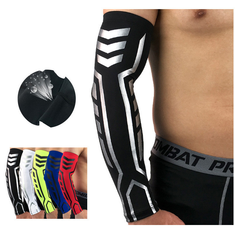 1 ΤΕΜ. Υψηλή ελαστική θήκη για μανίκια μπράτσου για μπάσκετ με συμπίεση ποδηλασίας βόλεϊ Θερμαντήρες βραχιόνων αντιολισθητικό κάλυμμα για τρέξιμο