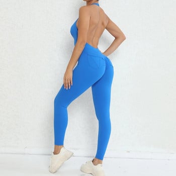 Ολόσωμο Halter Sport Jumpsuit Yoga Hollow Out Γυναικεία Γυναικεία Αθλητικά Ενδύματα Γυναικεία Στολή Γυμναστήριο Ακαδημαϊκό