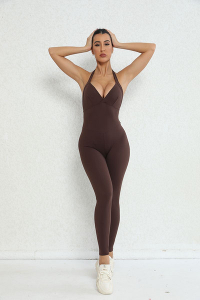 Ühes tükis Halter Sport Yoga Jumpsuit õõnsad treeningriided naistele Spordiriided Naiste ülikonnariietus Fitness Jõusaalikomplekt Academic