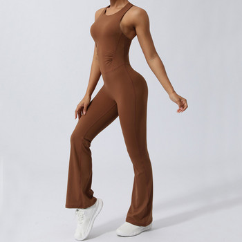 2024 XL комплект за йога с превръзка на гърба, устойчив на клякане Еднокомпонентни гащеризони, спортни фитнес танцови разкроени клинове, тренировъчни панталони Дамски активни костюми