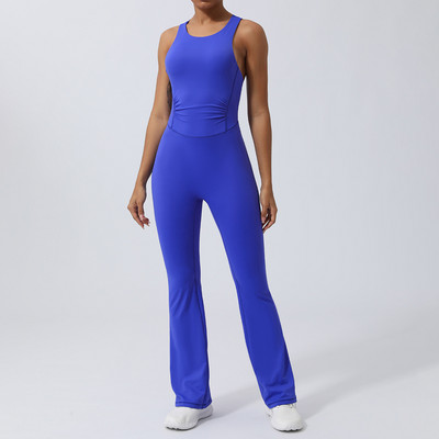 2024 XL Bandage Back Set Yoga Squat Proof One Piece Jumpsuits Sport Fitness Dance Flare leging παντελόνι προπόνησης Γυναικεία ενεργά κοστούμια