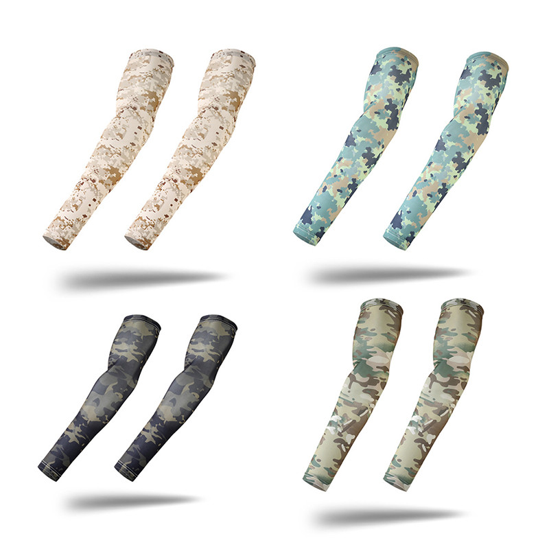 2db Taktikai terepszínű sportkar ujjú kosárlabda kerékpáros kar melegítő nyári futás horgászat UV fényvédő mandzsettahuzat