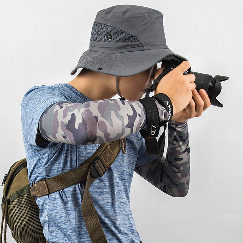 2db Taktikai terepszínű sportkar ujjú kosárlabda kerékpáros kar melegítő nyári futás horgászat UV fényvédő mandzsettahuzat