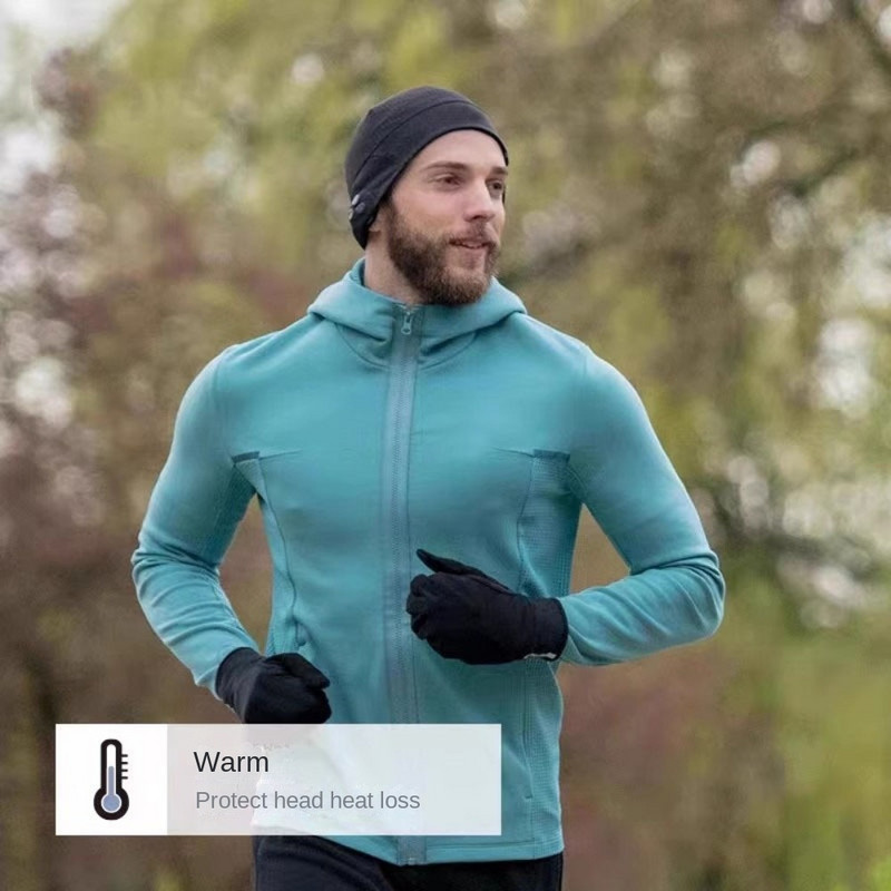 Vienkrāsainas ziemas skriešanas cepures Ērtas vēja necaurlaidīgas siltāks sporta motora pārsegs ātri žūstošs mīksts sporta cepures skriešanai ziemas riteņbraukšanā