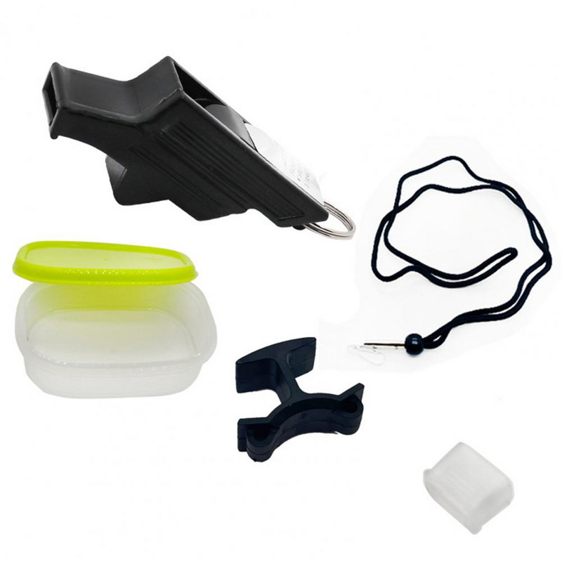 1 set sportske zviždaljke ABS crne boje Profesionalna zviždaljka za nogometnog suca Visoki decibel Izdržljiva sigurnosna zviždaljka za višekratnu upotrebu za planinarenje