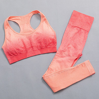 Ombre joga set bezšvové fitness oblek žena tepláková súprava športové oblečenie legíny s dlhým rukávom crop top telocvičňa oblečenie dámske športové oblečenie