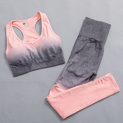 Ombre joga set bezšvové fitness oblek žena tepláková súprava športové oblečenie legíny s dlhým rukávom crop top telocvičňa oblečenie dámske športové oblečenie
