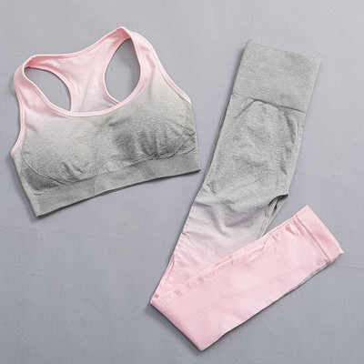 Ombre joga set bezšvové fitness oblek žena tepláková súprava športové oblečenie legíny s dlhým rukávom crop top telocvičňa oblečenie dámske športové oblečenie
