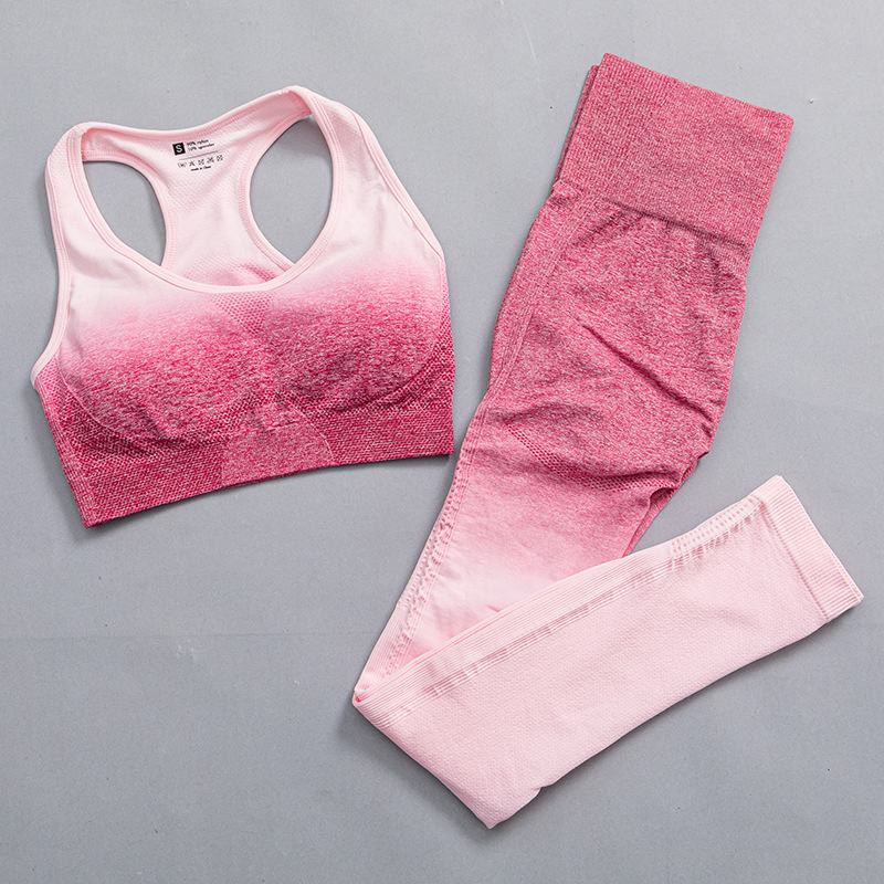 Ombre joga set bezšvové fitness oblek žena tepláková súprava športové oblečenie legíny s dlhým rukávom crop top telocvičňa oblečenie dámske športové oblečenie