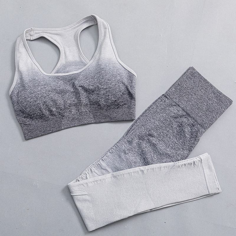 Ombre joga set bezšvové fitness oblek žena tepláková súprava športové oblečenie legíny s dlhým rukávom crop top telocvičňa oblečenie dámske športové oblečenie