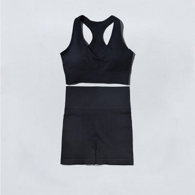 Bešavni set za fitness jogu Kratki sportski grudnjak Crop Top Rebrasta sportska odjeća Ženska trenerka Dvodijelno odijelo Odjeća za vježbanje Odjeća za teretanu