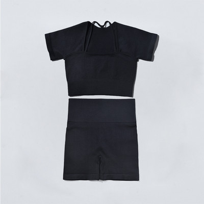 Bešavni set za fitness jogu Kratki sportski grudnjak Crop Top Rebrasta sportska odjeća Ženska trenerka Dvodijelno odijelo Odjeća za vježbanje Odjeća za teretanu