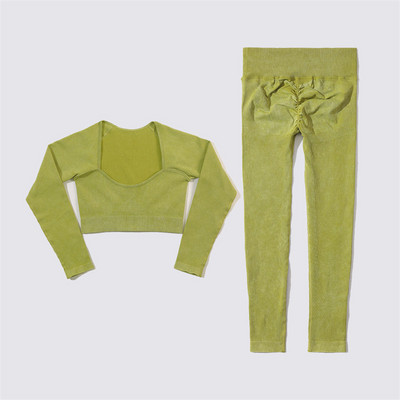 SVEIC Fitness õmblusteta joogakomplekt soonik sportrinnahoidja pesu kudumine spordirõivad säärised treeningkostüümid jõusaal Naiste riietusriided