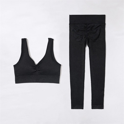 SVEIC Fitness õmblusteta joogakomplekt soonik sportrinnahoidja pesu kudumine spordirõivad säärised treeningkostüümid jõusaal Naiste riietusriided