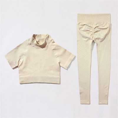 SVEIC Fitness õmblusteta joogakomplekt soonik sportrinnahoidja pesu kudumine spordirõivad säärised treeningkostüümid jõusaal Naiste riietusriided