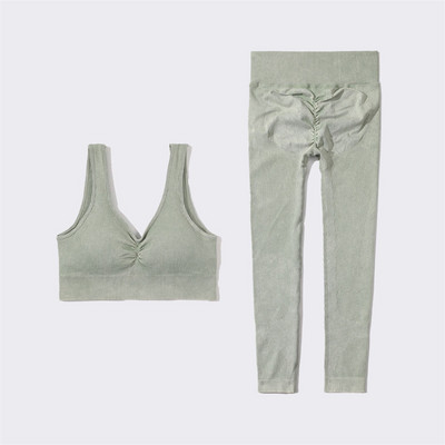 SVEIC Fitness õmblusteta joogakomplekt soonik sportrinnahoidja pesu kudumine spordirõivad säärised treeningkostüümid jõusaal Naiste riietusriided