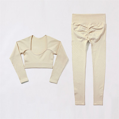 SVEIC Fitness õmblusteta joogakomplekt soonik sportrinnahoidja pesu kudumine spordirõivad säärised treeningkostüümid jõusaal Naiste riietusriided