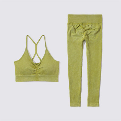 SVEIC Fitness õmblusteta joogakomplekt soonik sportrinnahoidja pesu kudumine spordirõivad säärised treeningkostüümid jõusaal Naiste riietusriided