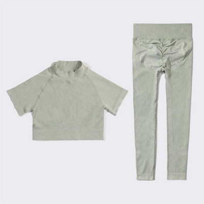 SVEIC Fitness õmblusteta joogakomplekt soonik sportrinnahoidja pesu kudumine spordirõivad säärised treeningkostüümid jõusaal Naiste riietusriided