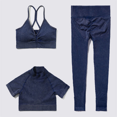 SVEIC Fitness õmblusteta joogakomplekt soonik sportrinnahoidja pesu kudumine spordirõivad säärised treeningkostüümid jõusaal Naiste riietusriided