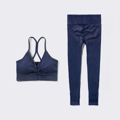 SVEIC Fitness õmblusteta joogakomplekt soonik sportrinnahoidja pesu kudumine spordirõivad säärised treeningkostüümid jõusaal Naiste riietusriided