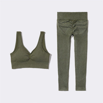 SVEIC Fitness õmblusteta joogakomplekt soonik sportrinnahoidja pesu kudumine spordirõivad säärised treeningkostüümid jõusaal Naiste riietusriided