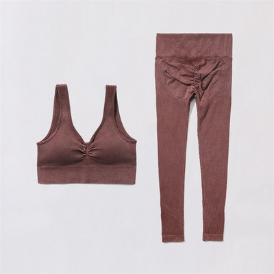 SVEIC Fitness õmblusteta joogakomplekt soonik sportrinnahoidja pesu kudumine spordirõivad säärised treeningkostüümid jõusaal Naiste riietusriided