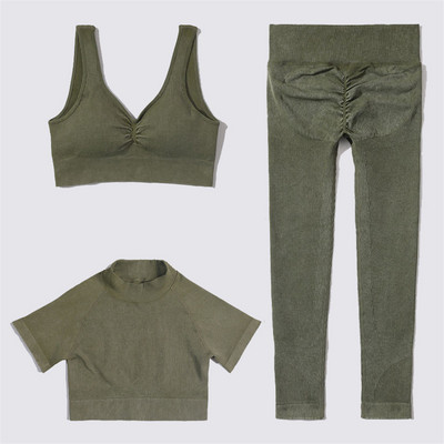 SVEIC Fitness õmblusteta joogakomplekt soonik sportrinnahoidja pesu kudumine spordirõivad säärised treeningkostüümid jõusaal Naiste riietusriided