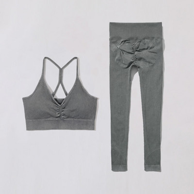 SVEIC Fitness õmblusteta joogakomplekt soonik sportrinnahoidja pesu kudumine spordirõivad säärised treeningkostüümid jõusaal Naiste riietusriided