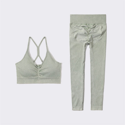 SVEIC Fitness õmblusteta joogakomplekt soonik sportrinnahoidja pesu kudumine spordirõivad säärised treeningkostüümid jõusaal Naiste riietusriided