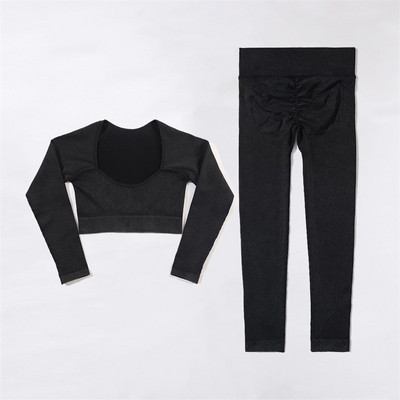 SVEIC Fitness õmblusteta joogakomplekt soonik sportrinnahoidja pesu kudumine spordirõivad säärised treeningkostüümid jõusaal Naiste riietusriided