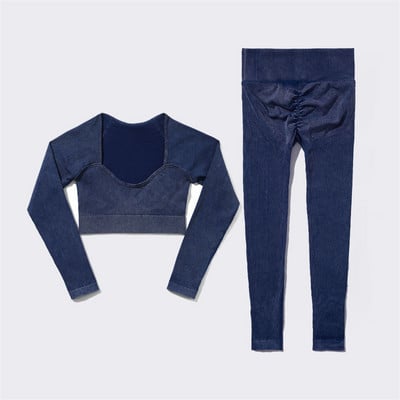 SVEIC Fitness õmblusteta joogakomplekt soonik sportrinnahoidja pesu kudumine spordirõivad säärised treeningkostüümid jõusaal Naiste riietusriided