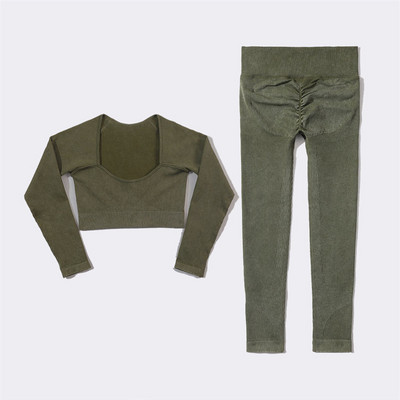 SVEIC Fitness õmblusteta joogakomplekt soonik sportrinnahoidja pesu kudumine spordirõivad säärised treeningkostüümid jõusaal Naiste riietusriided