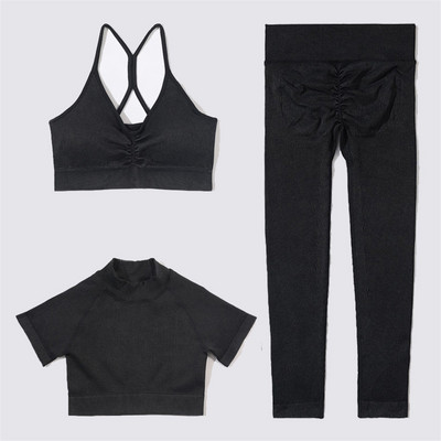 SVEIC Fitness õmblusteta joogakomplekt soonik sportrinnahoidja pesu kudumine spordirõivad säärised treeningkostüümid jõusaal Naiste riietusriided