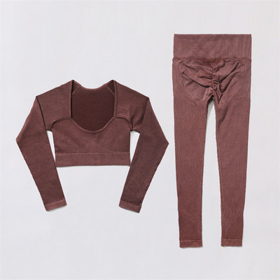 SVEIC Fitness õmblusteta joogakomplekt soonik sportrinnahoidja pesu kudumine spordirõivad säärised treeningkostüümid jõusaal Naiste riietusriided