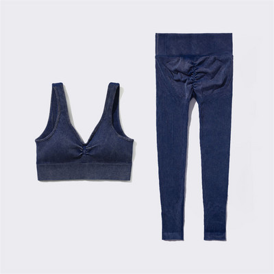 SVEIC Fitness õmblusteta joogakomplekt soonik sportrinnahoidja pesu kudumine spordirõivad säärised treeningkostüümid jõusaal Naiste riietusriided