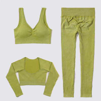 SVEIC Fitness õmblusteta joogakomplekt soonik sportrinnahoidja pesu kudumine spordirõivad säärised treeningkostüümid jõusaal Naiste riietusriided