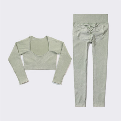 SVEIC Fitness õmblusteta joogakomplekt soonik sportrinnahoidja pesu kudumine spordirõivad säärised treeningkostüümid jõusaal Naiste riietusriided