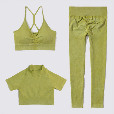 SVEIC Fitness õmblusteta joogakomplekt soonik sportrinnahoidja pesu kudumine spordirõivad säärised treeningkostüümid jõusaal Naiste riietusriided