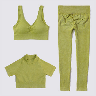 SVEIC Fitness õmblusteta joogakomplekt soonik sportrinnahoidja pesu kudumine spordirõivad säärised treeningkostüümid jõusaal Naiste riietusriided