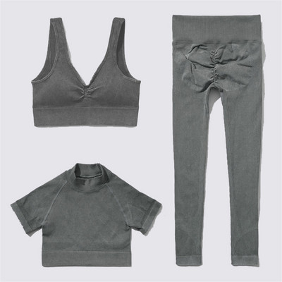 SVEIC Fitness õmblusteta joogakomplekt soonik sportrinnahoidja pesu kudumine spordirõivad säärised treeningkostüümid jõusaal Naiste riietusriided