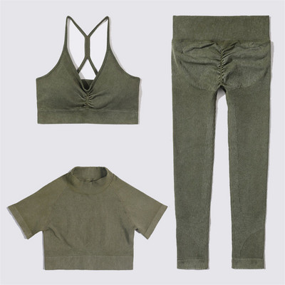 SVEIC Fitness õmblusteta joogakomplekt soonik sportrinnahoidja pesu kudumine spordirõivad säärised treeningkostüümid jõusaal Naiste riietusriided