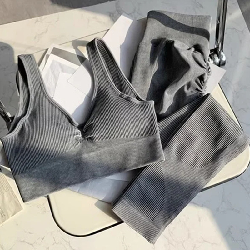 SVEIC Fitness õmblusteta joogakomplekt soonik sportrinnahoidja pesu kudumine spordirõivad säärised treeningkostüümid jõusaal Naiste riietusriided