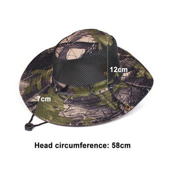 Камуфлажни шапки с широка периферия Мъжка шапка Шапка за слънце Лов Слънцезащитен протектор Външен тактически туризъм Армейски дишащи камуфлажни шапки