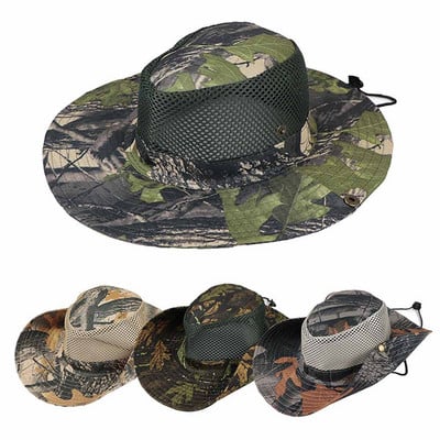 Wide Brim Camouflage Hats Men`s Cap Sunhat Hunting Sun Protector Outdoor Tactical Hiking Army Breathable Camouflage Hats